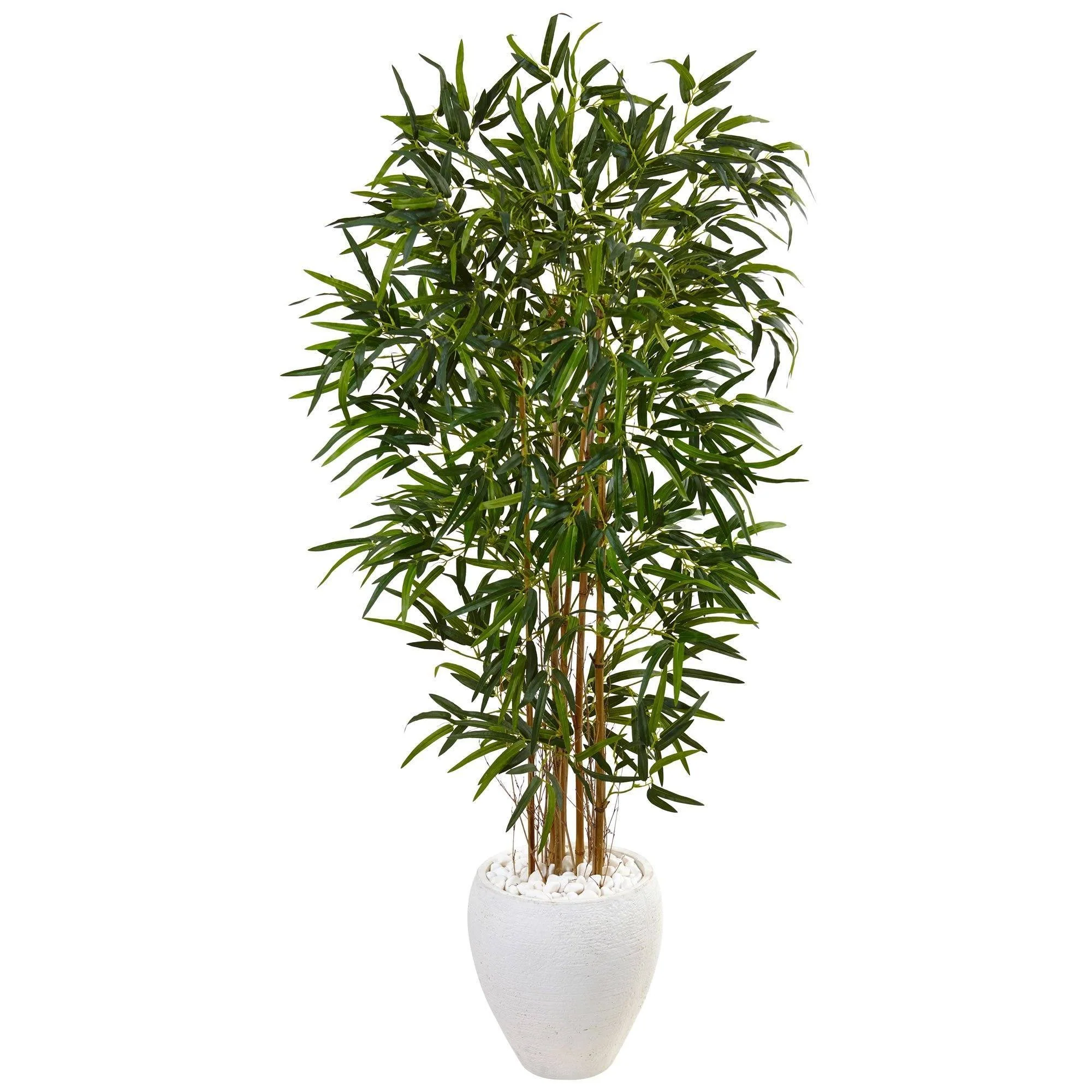 artificial-5-bamboo-tree-in-oval-white-planter-nearly-natural-395553 China Bamboo চীনা বাঁশ - Image 7