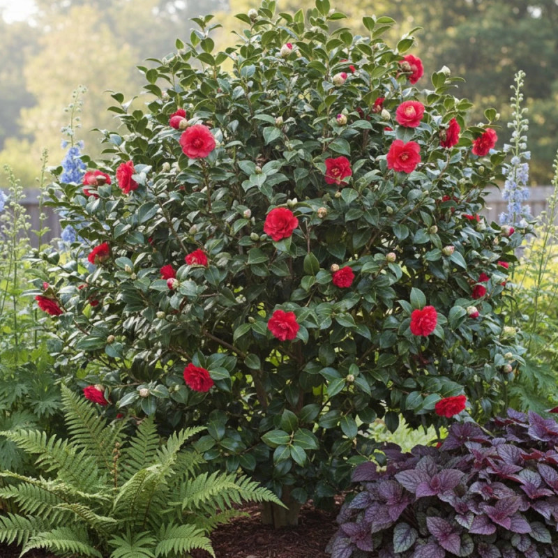 camelia-du-japon-japonica-roger-hall Camellia Flower Plant ক্যামেলিয়া ফুল গাছ - Image 3